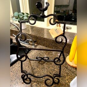Rooster Design Wrought Iron Cookbook Stand / Easel / Frame holder
